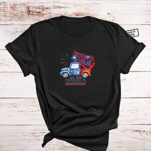 T-EUS 4th of July Tshirt gift, Old Retro Pickup funny design, Independent Day Te